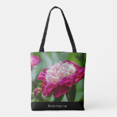 Rosa Hütte Peony Garden Blume mit Text Tasche (Rückseite)
