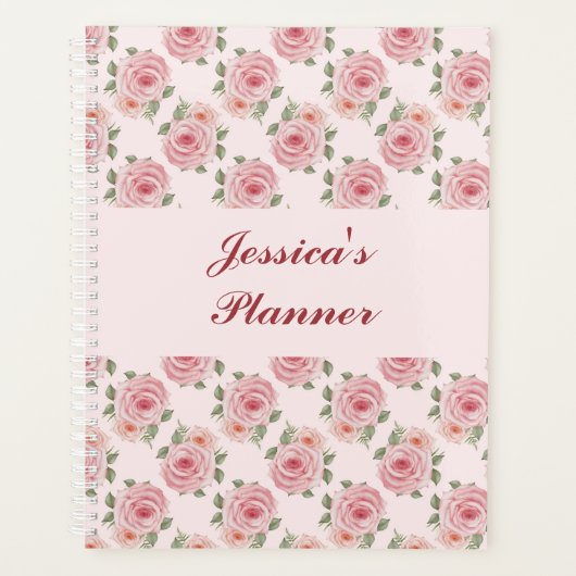 Rosa Hütte Rose Blume Vintage Muster Planer (Vorderseite)