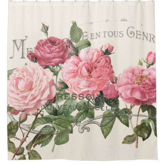 Rosa Hütte Rose Duschvorhang (Vorderseite)