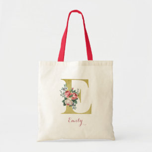 Rosa Hütte Rose E Initial Tote Beutel - Individuel Tragetasche