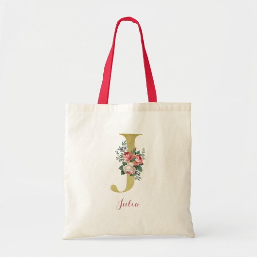 Rosa Hütte Rose J Initial Tote Bag - Individuelle Tragetasche (Vorne)