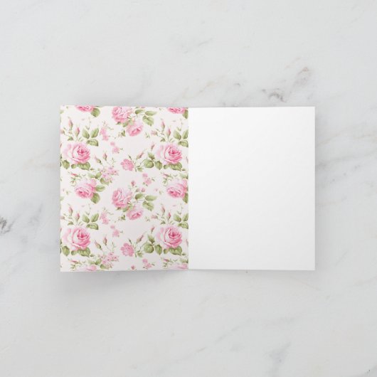 Rosa Hütte Rose mit Bow Coquette Brautparty Dankeskarte (Innenseite)