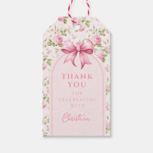Rosa Hütte Rose mit Bow Coquette Brautparty Geschenkanhänger