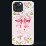 Rosa Hütte Rose mit Bow Coquette Case-Mate iPhone Hülle<br><div class="desc">Dieses iPhone-Gehäuse verfügt über eine rosa Kohl-Rose im Hintergrund mit einer abgerundeten rosa Kastenform,  die Ihre Namenspersonalisierung mit einem niedlichen rosa Bogen verankert.</div>