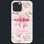 Rosa Hütte Rose mit Bow Coquette Case-Mate iPhone Hülle<br><div class="desc">Dieses iPhone-Gehäuse verfügt über eine rosa Kohl-Rose im Hintergrund mit einer abgerundeten rosa Kastenform,  die Ihre Namenspersonalisierung mit einem niedlichen rosa Bogen verankert.</div>