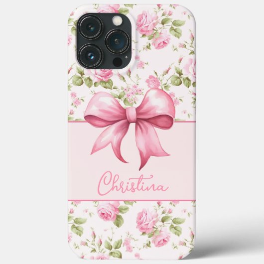 Rosa Hütte Rose mit Bow Coquette Case-Mate iPhone Hülle (Rückseite)