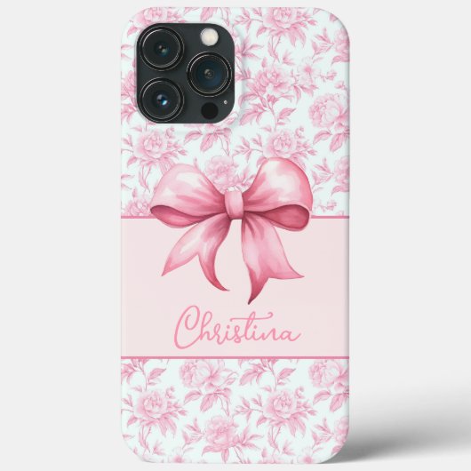 Rosa Hütte Rose mit Bow Coquette Case-Mate iPhone Hülle (Rückseite)