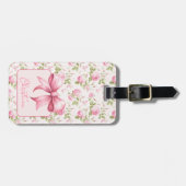 Rosa Hütte Rose mit Bow Coquette Gepäckanhänger (Vorderseite horizontal)