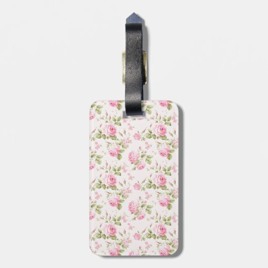 Rosa Hütte Rose mit Bow Coquette Gepäckanhänger (Rückseite vertikal)