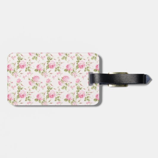 Rosa Hütte Rose mit Bow Coquette Gepäckanhänger (Rückseite horizontal)