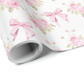 Rosa Hütte Rose mit Bow Coquette Geschenkpapier (Rolleneckpunkt)