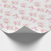 Rosa Hütte Rose mit Bow Coquette Geschenkpapier (Ecke)