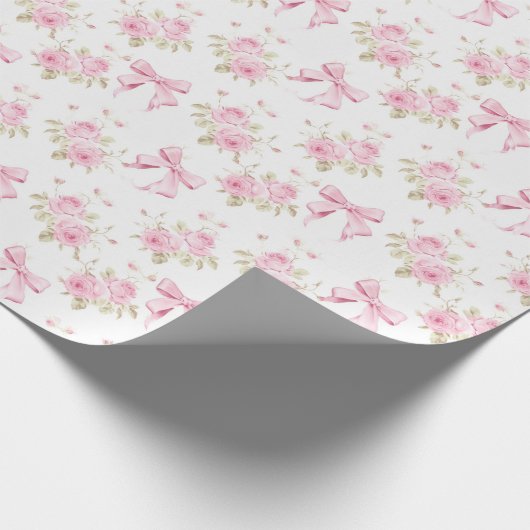 Rosa Hütte Rose mit Bow Coquette Geschenkpapier (Ecke)