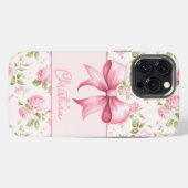 Rosa Hütte Rose mit Bow Coquette iPhone Hülle (Rückseite (Horizontal))