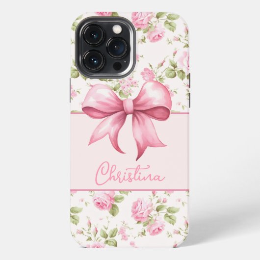 Rosa Hütte Rose mit Bow Coquette iPhone Hülle (Rückseite)