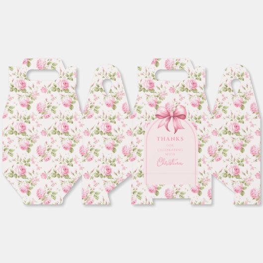 Rosa Hütte Rose mit Bow Coquette | Vielen Dank Geschenkschachtel (Ungeklappt)