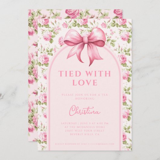 Rosa Hütte Rose mit Liebe Brautparty Einladung (Vorne/Hinten)