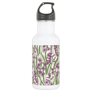 Rosa Hyacinth-Blume auf natürlichem Weiß Edelstahlflasche