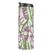 Rosa Hyacinth-Blume auf natürlichem Weiß Thermosbecher (Nach rechts gedreht)