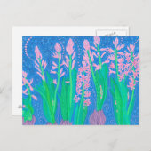 Rosa Hyacinths Frühlingsblumen Blumengemälde Postkarte (Vorne/Hinten)
