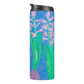 Rosa Hyacinths Frühlingsblumen Blumengemälde Thermosbecher (Nach rechts gedreht)