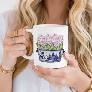 Rosa Hyazinthen im Chinoiserie-Pflanzkübel aus Ker Kaffeetasse