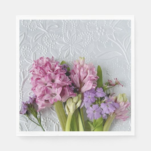 Rosa Hyazinthen mit Verbena Serviette (Vorderseite)