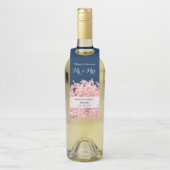 Rosa Hydrangea auf Marine-Blau-personalisierter Flaschenanhänger (Auf Flasche)