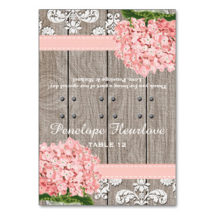Rosa Hydrangea-Band-DIY-Zelt-Platzkarte Tischnummer