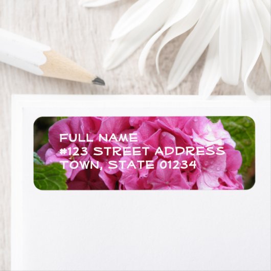 Rosa Hydrangea Blume Mailing Label (Insitu)