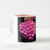 Rosa Hydrangea-Blume Zweifarbige Tasse (Vorderseite Links)