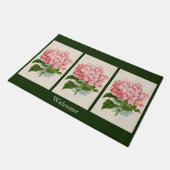 Rosa Hydrangea-Blumen-Willkommens-Auswahl-Farbe Fußmatte (Schrägansicht)