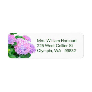 Rosa Hydrangea-BlumenAdressen-Etikett