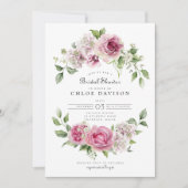 Rosa-Hydrangea-Brautparty Einladung (Vorderseite)