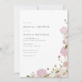 Rosa Hydrangea Brautparty Einladung (Vorderseite)