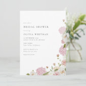 Rosa Hydrangea Brautparty Einladung (Stehend Vorderseite)