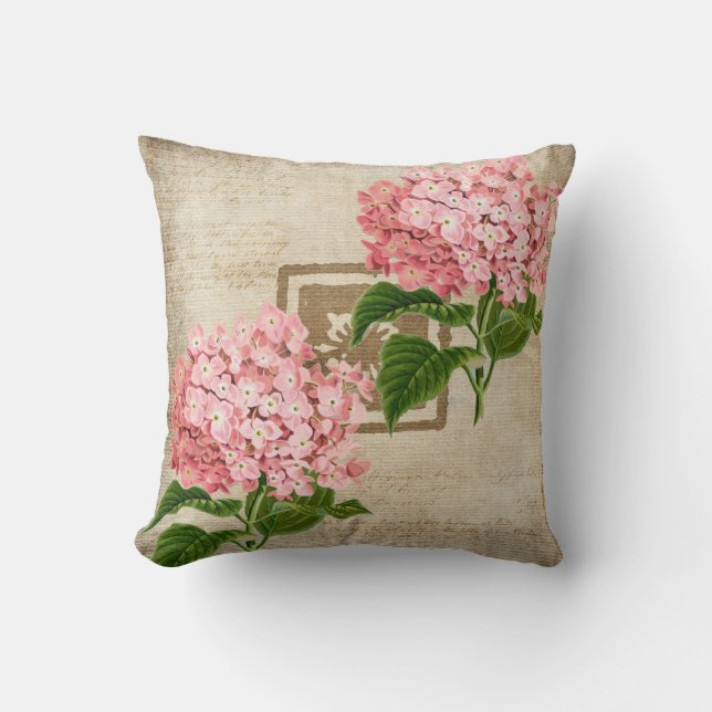 Rosa Hydrangea-Cluster II Kissen (Vorderseite)