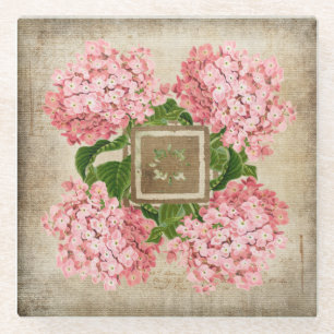 Rosa Hydrangea-Cluster II-Untersetzer-Set Glasuntersetzer