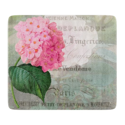 Rosa Hydrangea dekorative Glasschneidewand Schneidebrett (Vorderseite)