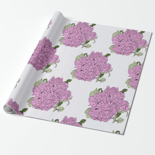 Rosa Hydrangea Geschenkpapier (Ungerollt)