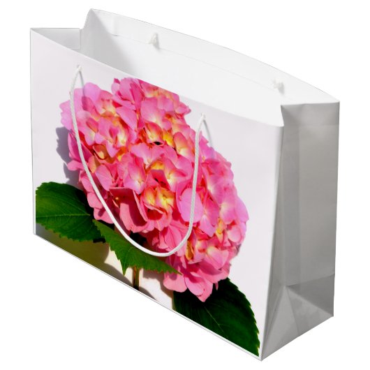 Rosa Hydrangea Große Geschenktüte (Rückseite Schrägansicht)