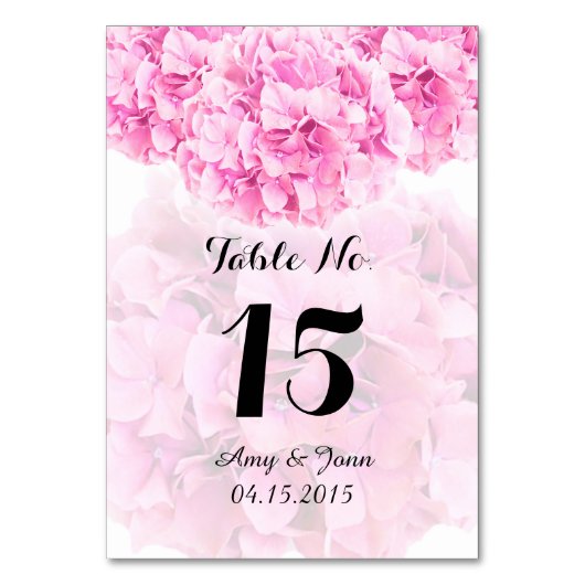 Rosa Hydrangea Hochzeit Tischnummern Hydrangea1 (Rückseite)