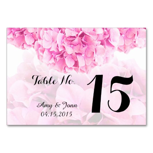 Rosa Hydrangea Hochzeit Tischnummern Hydrangea1 (Vorderseite)
