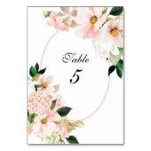 Rosa Hydrangea Kosmos Weiße Tulips Tischnummer (Rückseite)