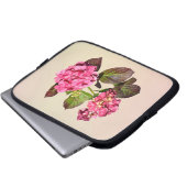 Rosa Hydrangea mit Blätter Laptopschutzhülle (Vorne Knopf)