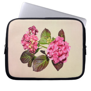 Rosa Hydrangea mit Blätter Laptopschutzhülle