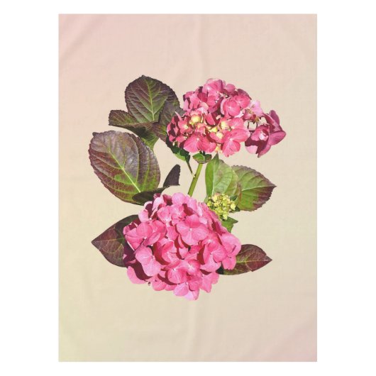 Rosa Hydrangea mit Blätter Tischdecke (Vorderseite)