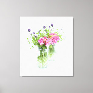 Rosa Hydrangea mit Erbsenschießen Leinwanddruck