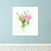 Rosa Hydrangea mit Erbsenschießen Leinwanddruck (Insitu (Holzboden))