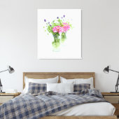 Rosa Hydrangea mit Erbsenschießen Leinwanddruck (Insitu (Schlafzimmer))